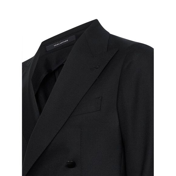 Tagliatore Men Black Stretch Virgin Wool Montecarlo Double-Breasted Blazer